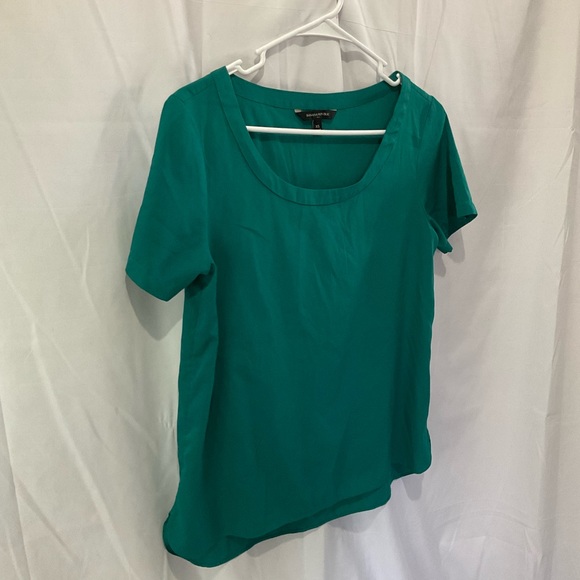 Banana Republic Women’s Teal Green Short Sleeve Satin Feel Blouse Size XS - Picture 4 of 9